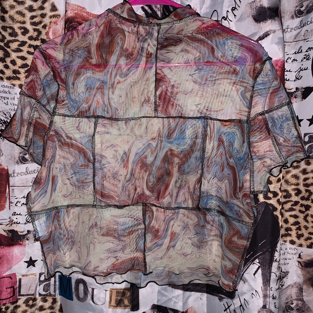 Cool print mesh crop top